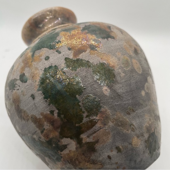 vintage 5’ Crystalline Glaze Pottery vase irredentist purple/green Tones Stamped - Picture 13 of 15